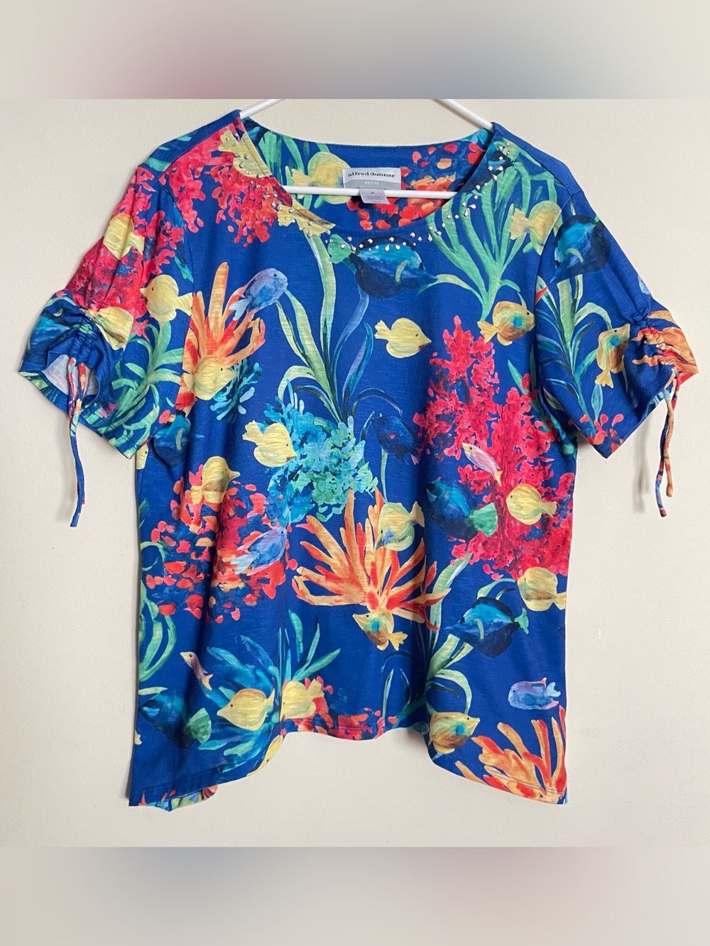 Alfred Dunner Tropical Reef Underwater Scene Petite Large Top
